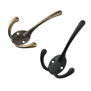 Retro Wall Mounted Double <b>Hooks</b> Heavy Duty Alloy Coat Hanger <b>Hook</b> For <b>Kitchen</b> Bathroom Black Bronze Color - Product Image 5