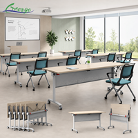 Table de conférence modulaire pliable et empilable moderne, gain de place, pour salle de classe et formation, avec roulettes