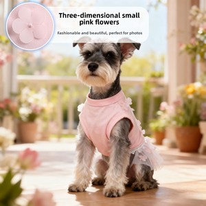 Vestido para Cães Primavera Verão Estilo Princesa Fino com Estampa de Flor de Pessegueiro para Cães de Pequeno e Médio Porte - Product Image 3