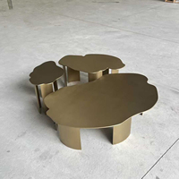 Ensemble de tables basses en acier au carbone au design minimaliste italien haut de gamme, peinture texturée, durable, facile à nettoyer, pour appartement, salon