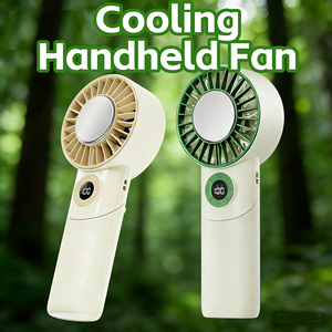 Handheld Air Cooling <b>Fan</b> LED Display Wind Level Portable <b>USB</b> Rechargeable Semiconductor <b>Mini</b> Foldable Neck Car Outdoor Plastic - Product Image 1