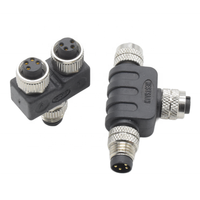 Impermeable M8 Circular Din Conector Y-Splitter T-Connector 3 Pin 1 Macho 2 Hembra Adaptadores Electrónicos Proveedores Conector