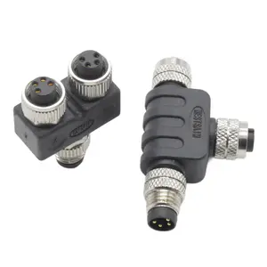 Waterproof Y-splitter T-connector 3 Pin 1 Male To 2 Female Electronic Adapters Connectors Supplier M8 Circular Connector