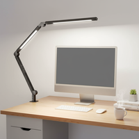Lampe de bureau LED moderne pliable à double source de lumière, en aluminium, avec pince flexible, sans scintillement, pour salles d'étude et bureaux
