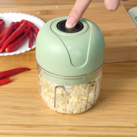 Mini Hachoir à Ail Électrique, Lame en Acier Inoxydable Rechargeable par USB, Coupe Légumes Viande Oignon, Outil de Cuisine à Pousser