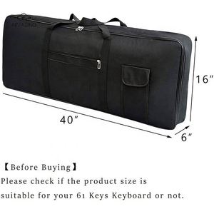 กระเป๋าใส่คีย์บอร์ดแบบมีแผ่นรองรับ รุ่น Black Basics สำหรับเปียโนอิเล็กทรอนิกส์แบบพกพา 61 คีย์ จากโรงงานมาตรฐาน BSCI - Product Image 2