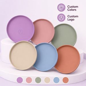 Assiette ronde <span class=keywords><strong>en</strong></span> <span class=keywords><strong>silicone</strong></span> de couleur unie, certifiée LFGB, sans BPA, bord antidérapant, réutilisable, plateau de service alimentaire pour la cuisine - Product Image 5