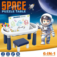 Juguete Educativo 2 en 1, Tablero de Dibujo y Bloques de Construcción, Mesa de Actividades para Niños con Bloques de Construcción y Tablero de Dibujo