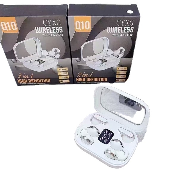 2-in-1 Wireless for 5.4 Earbuds Open Ear Clip Ear Hook Design ANC IPX2 Waterproof LED Voice Control Surround Sound Sports