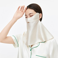Masker Pelindung Mata Sutra Murbei Wanita, Tahan UV, Bernapas, Model Persegi, Desain Setengah Jilbab, Penutup Wajah