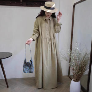 <span class=keywords><strong>Robe</strong></span> mi-longue mi-longue mi-longue à col cranté littéraire vintage à double couche en <span class=keywords><strong>gaze</strong></span> <span class=keywords><strong>de</strong></span> <span class=keywords><strong>coton</strong></span> - Product Image 3