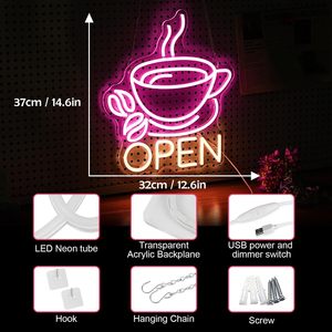 Coffee shop open LED neon indoor hanging ambient light shop <b>sign</b> wall decoration light entrance indicator light luminous <b>sign</b> - Product Image 2