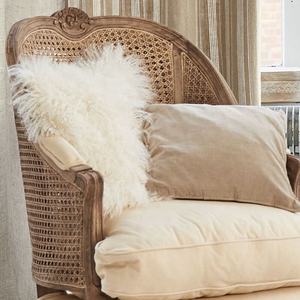 फ्रेंच शैली ठोस लकड़ी ओक रतन एकल सोफे आर्मचेयर लिविंग रूम कॉफी शॉप कपड़ों की दुकान होटल-फैक्टरी - Product Image 5