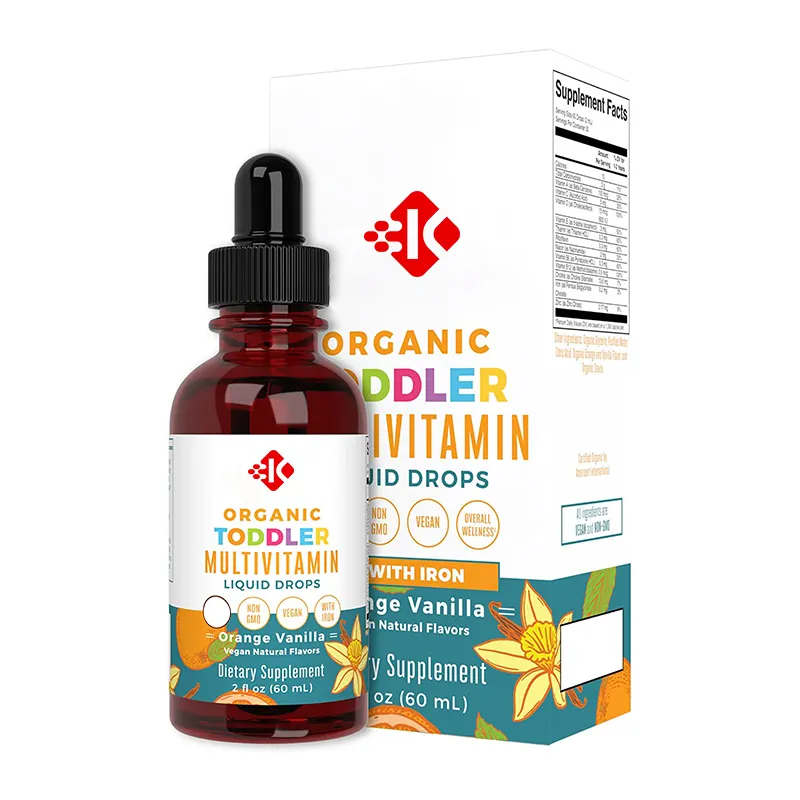 Gouttes de multivitamines liquides 6 en 1 OEM avec supplément de soutien immunitaire au sureau et au zinc pour adultes et enfants Gouttes de multivitamines