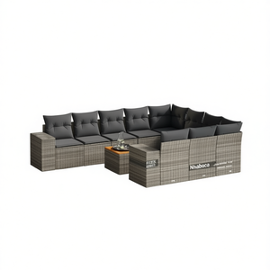 Conjunto de Sofás de Jardín Nhabaca para 8 Personas, Muebles de Ratán para Exteriores, Resistentes a la Intemperie, Diseño Contemporáneo - Product Image 1