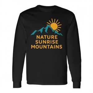 T-shirt à manches longues Nature Sunrise Mountains, vêtements de randonnée, de camping et de plein air - Product Image 2