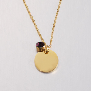 2021การออกแบบใหม่สแตนเลสสร้อยคอวันเกิดที่กำหนดเองว่างเปล่าที่มี12 Birthstone ดิสก์จี้สร้อยคอ - Product Image 4