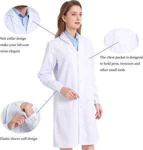 Batas de laboratorio unisex, uniformes para hospitales, telas para uso prolongado, manga larga, algodón polivinílico, bata de laboratorio duradera, bata médica blanca - Product Image 6