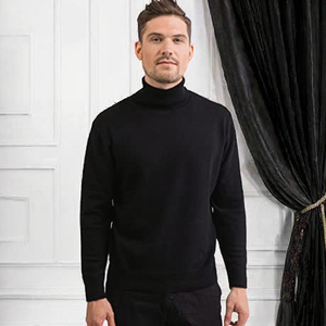 Pull à col roulé en tricot noir uni pour homme, manches longues, vêtements d'hiver - Product Image 3