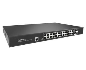 Managed 24-Port Fast <b>Ethernet</b> PoE <b>Switch</b> with Dual Gigabit Uplink, 600W Power - Product Image 1