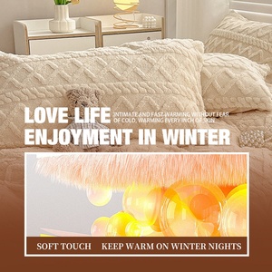 Bán buôn tùy chỉnh nhà flano bedsheet Bộ nhung Duvet cover mềm trắng Mai flannel lông cừu Khăn trải giường thiết lập - Product Image 4