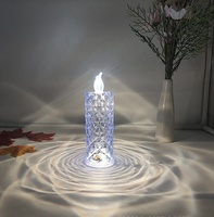 Bougie LED sans flamme à motif de rose romantique pour la décoration de mariage, de Noël et de la maison avec projection d'halo de réfraction