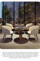 Direkt vom Hersteller: Maßgefertigtes, Langlebiges, Modernes, Minimalistisches 2-Sitzer Restaurant-Set mit Edelstahl-Tisch und Hochwertigen Steinplatten-Stühlen für Hotels