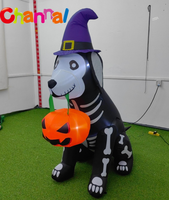 Decoración Navideña, Calavera Inflable con Sombrero de Bruja, Sombrero de Bruja Inflable con Cubo para Calabazas para Halloween