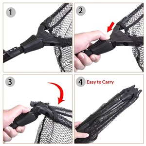 En gros Épuisette de pêche à la mouche triangulaire à section courte, pliable et rétractable, avec manche en alliage d'aluminium, maille 33x28cm, profondeur de la maille 33cm - Product Image 2