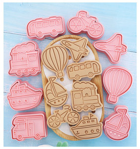 Nghệ tây Giao thông vận tải Cookie Khuôn Xe Ô Tô cắt cookie bánh quy Cookie tàu máy bay xe buýt hình dạng tem embosser - Product Image 5