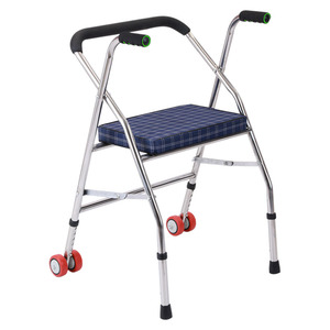 Canyu Walker With Seat And Wheels Stainless Steel Folding Walking Aid For Elderly And Disabled Mobility Support - Product Image 1