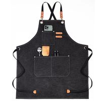 Apron Dapur Kanvas Kulit Linen Tahan Air dengan Logo Custom MOQ Rendah untuk Koki