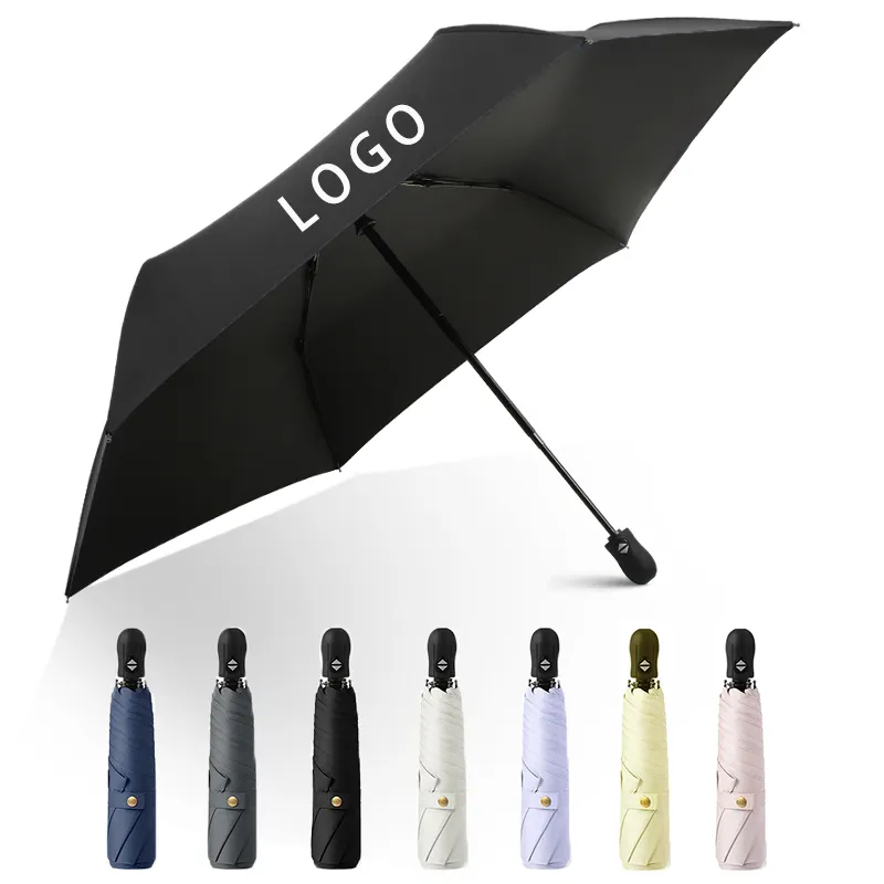 Vente en gros chinoise promotionnelle personnalisée extérieur soleil Uv Protection automatique 3 pliant pliable parapluie de pluie avec impression de logo