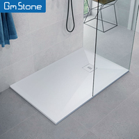 GM-3117 personnalisable sans cadre Rectangle Surface solide bac à douche carré apparence charnière salle de bain utilisation faite pierre artificielle