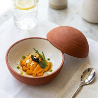 Bol en céramique personnalisable pour gastronomie moléculaire, style américain, émaillé, avec couvercle, écologique et compatible four