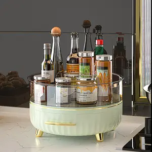 Многофункциональный кухонный вращающийся стол для специй, высококачественный органайзер для макияжа Lazy Suan с выдвижным ящиком