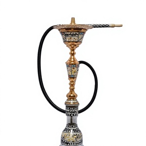 Chicha artisanale Khalil Mamoon en bronze et laiton avec incrustations traditionnelles - Noyau et base en cuivre, hauteur 92 cm, 3,3 kg - Product Image 3