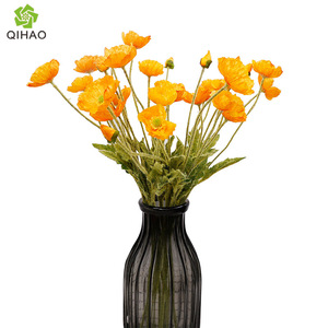 Flores Artificiales de Amapola QIHAO, Color Rojo Atardecer, Blanco y Amarillo Dorado, de Seda, Alta Simulación, Decoraciones para Bodas - Product Image 5