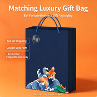 Ensemble cadeau d'entreprise 6-en-1 avec logo personnalisé, motif Koi, tasse isotherme en acier inoxydable de luxe, carnet, parapluie, cadeau d'affaires