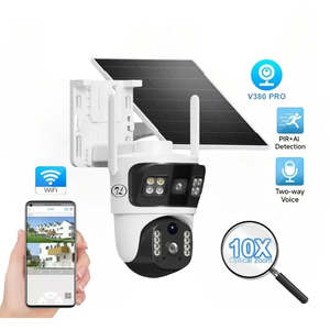 V380 WIFI con energía solar IP Seguimiento automático de dos lentes PTZ Visión nocturna a todo color Detección de movimiento Seguridad de Audio bidireccional - Product Image 6