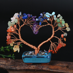 Wholesale Healing Crystal Natural Crystal Chips Heart Shape 7 Chakra <b>Tree</b> for Home Decoration - Product Image 5