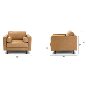 Poltrona Lounge Moderna Minimalista <span class=keywords><strong>in</strong></span> <span class=keywords><strong>Pelle</strong></span> PU con Bracciolo Singolo, Divano Monoposto Marrone Vintage per Soggiorno di Piccoli Appartamenti - Product Image 6