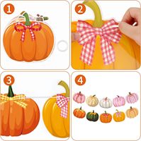 Bannière de fête d'automne avec citrouilles, décoration pour cheminée et manteau de cheminée, idéale pour Thanksgiving, anniversaires, en orange et rose