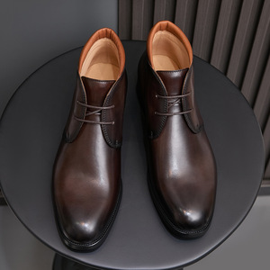 Botas <span class=keywords><strong>Chelsea</strong></span> de Plataforma para Hombre, Hechas a Mano, de Cuero Genuino, Retro, con Cordones, Transpirables, Antideslizantes, para Invierno - Product Image 5