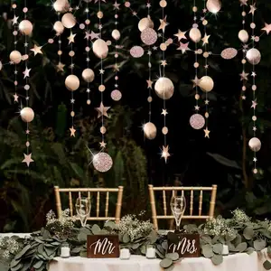 2020 New Design Floral Decoration with Pink Champagne Gold star flower hanging party wedding ceremony birthday party decoration