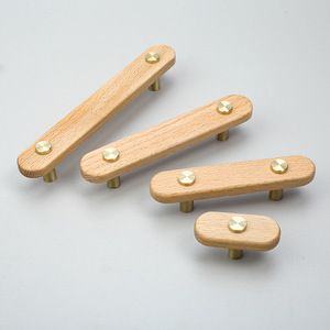 Tirador de cajón de madera maciza con forma de barra, estilo escandinavo, ecológico, para puerta de armario, para muebles de habitación infantil - Product Image 2