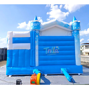 Château gonflable commercial pour enfants, thème dessin animé La Reine des Neiges, avec toboggan - Product Image 3