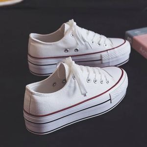 Antsfight Trendy Women's Eco-Friendly Canvas Platform Sneakers with Medium <b>Heel</b> (3-5cm) Made in Mainland China Sewing Detail - Product Image 6