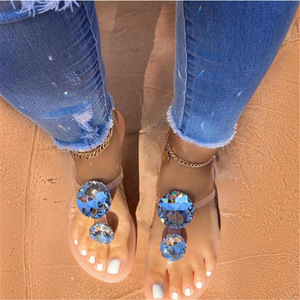Sandalias de Verano Elegantes para Mujer SL-003, Sandalias Planas Casuales para Mujer, Sandalias Brillantes con Diamantes Grandes para Exteriores - Product Image 3