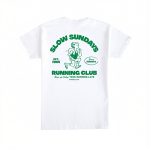 T-shirt bianca Slow Sundays Running Club, taglia unisex per adulti, taglia grande, ogni domenico, Riverdale CA - Product Image 2